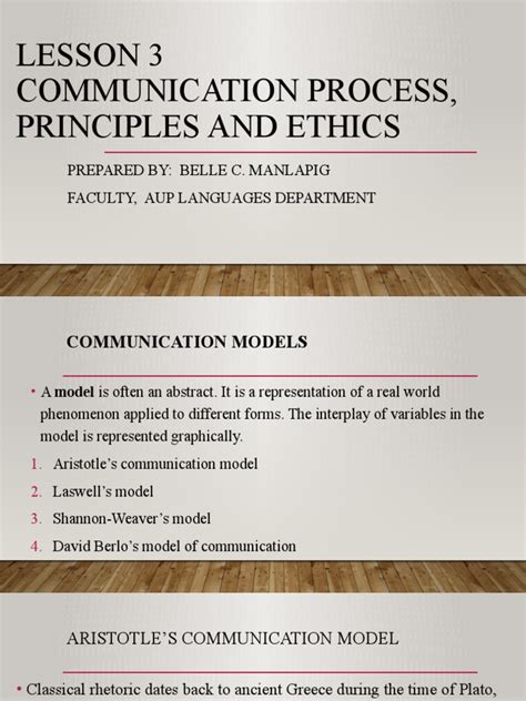 Lesson 3 Communication Process Principles Ethics Pdf Communication