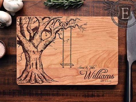 Personalized Cutting Board Custom Engraved Wood Wedding T Oak Tree