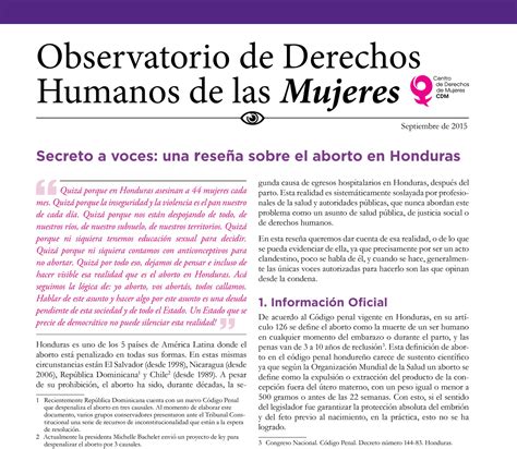Secreto A Voces Una Reseña Sobre El Aborto En Honduras Centro De