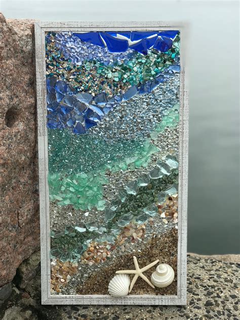 21x 11 Mosaic Coastal Window Mixed Media Sea Etsy