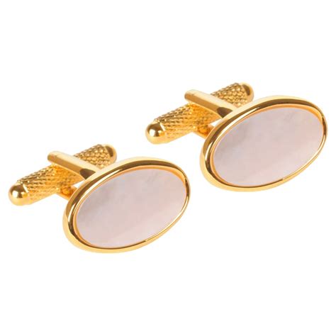 Gold Plated Mother Of Pearl Oval Cufflinks The Cufflink Store