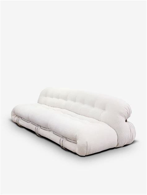 Soriana Seat Sofa In Tess Look Bianco By Cassina Afra And Tobia Scarpa Bianco Sofa