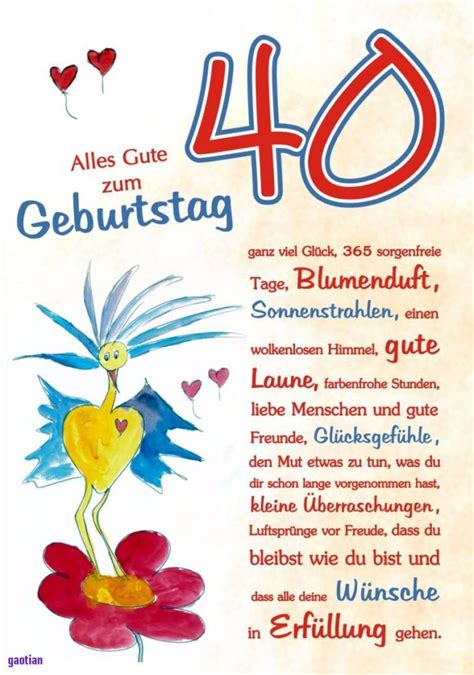 Nur viel schönes reimen weiterhin wünscht ihnen. Sprüche 40. Geburtstag Frau Kostenlosglückwünsche Zum 40. Geburtstag Frau ...