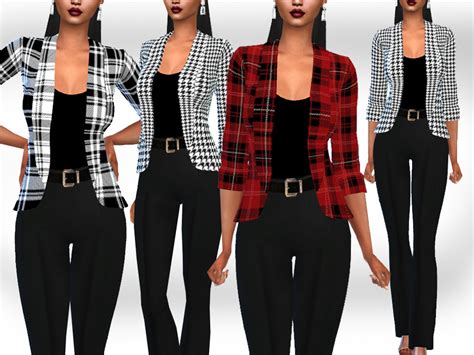 The Sims Resource Plaid Patterned Blazer Jackets