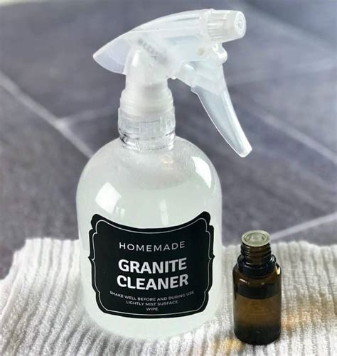 Pour the rubbing alcohol and the water into a spray bottle and shake. DIY Granite Cleaner (made with essential oils) - One ...