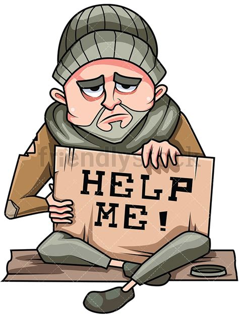 Homeless Man In Need Of Help Vector Cartoon Clipart Friendlystock