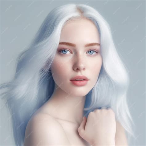 Premium Ai Image A Woman With White Hair And A Blue Eyes