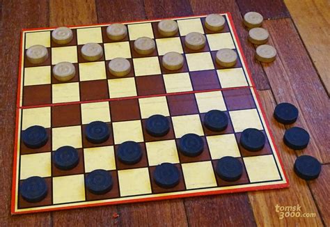 1900s Edwardian British Draughts Checkers Set With Board Tomsk3000