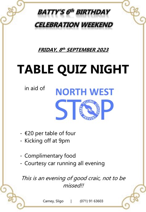 Table Quiz - North West Stop