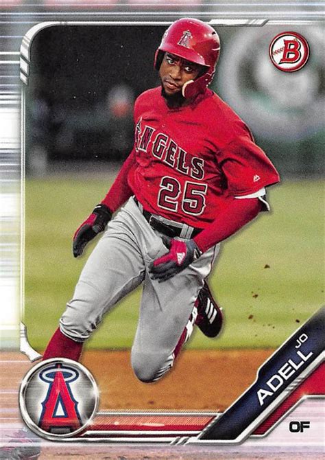 Includes a full series 1 rc list, player breakdowns and info, and more. Jo Adell baseball card rookie (Los Angeles Angels) 2019 Bowman Rookie #BP4