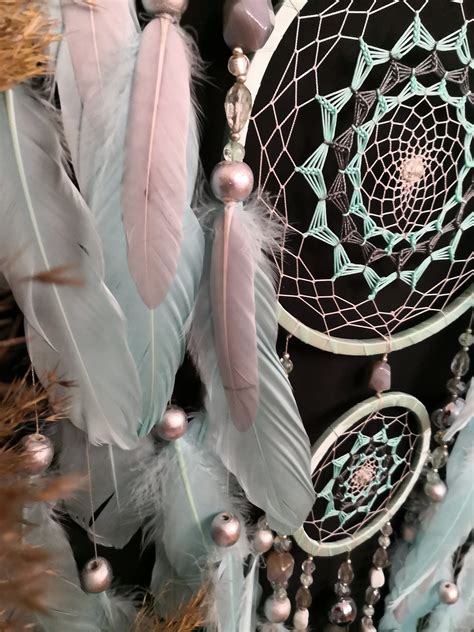 Large Dream Catcher With Agate Crystal Mint Dream Catcher Etsy