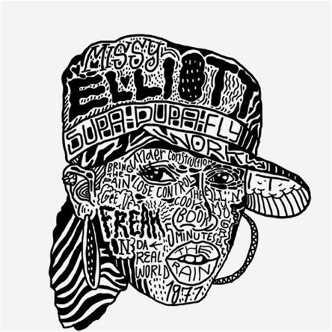 Illustration Art Hip Hop Rap Typography Rappers Black And White Portrait
