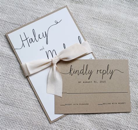 Modern Wedding Invitation Simple Wedding Invitation Rustic Etsy