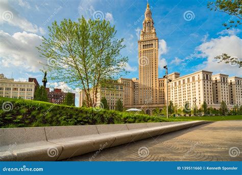 Public Square Cleveland Morning Light Stock Photo Image Of Grass