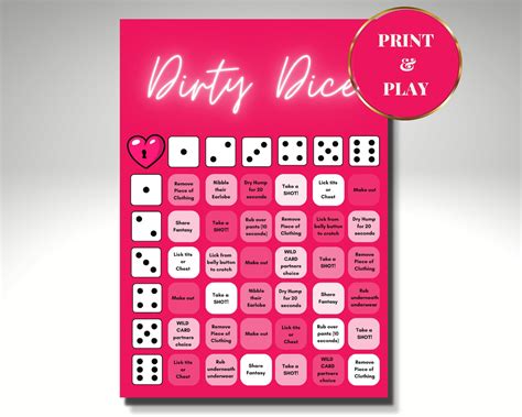 Dirty Dice Adult Sex Game Printable Dice Game Instant Digital Download Gift For Babefriend
