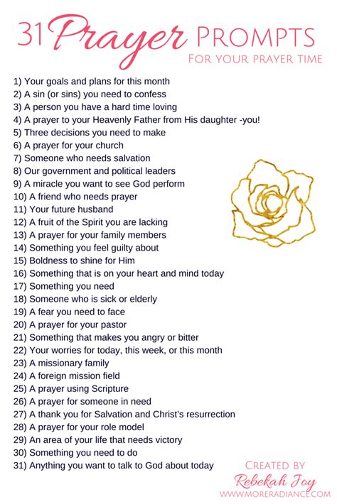 31 Prompts For Your Prayer Time A Challenge More Radiance