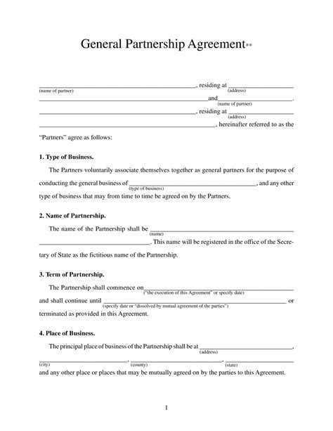 General Business Partnership Agreement Sample Templates At