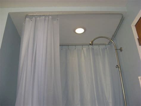 It covers 39 to 60 wide shower, which can swing in or out. Oval ceiling track for a shower curtain | Shower Curtains ...