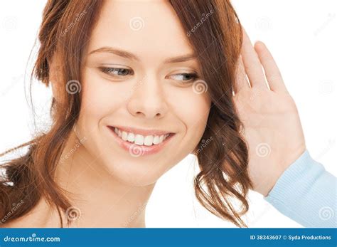 Happy Woman Listening Gossip Stock Image Image Of Bruit Human 38343607