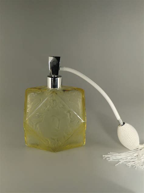 Bohemian Czech Art Deco Citrine Cut Glass Perfume Bottle Flacon By Rudolf Hlousek Etsy