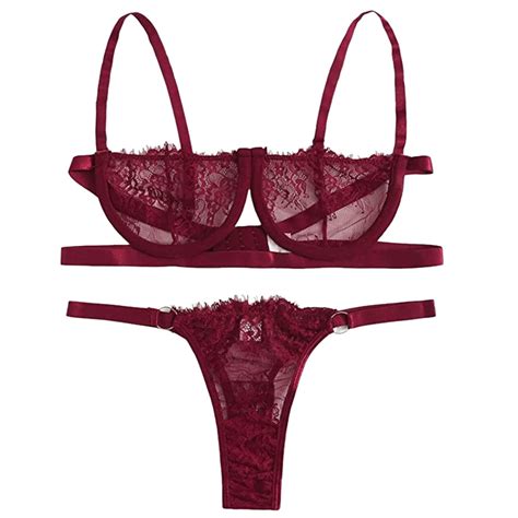 Buy S Ex Cut Out Bra And G String Lingerie Set Sexy Lace Perspective Underwire Bra Thong Sexy