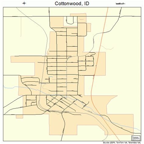 Cottonwood Idaho Street Map 1618640