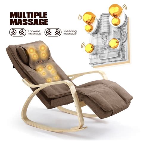 Homasa Wooden Massage Chair Rocking Recliner Chair Chaise Lounge Chair Brown Crazy Sales