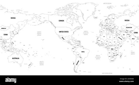 World Map America Centered High Detailed Political Map Of World With
