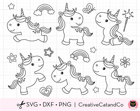 Unicorn Coloring Svg Clip Art Baby Unicorn Outline Line Art For Kid