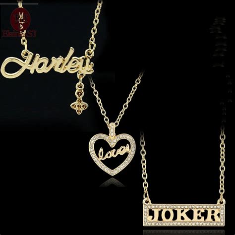 Suicide Squads Jewelry Harley Quinn Necklace Joker Love Necklace Golden