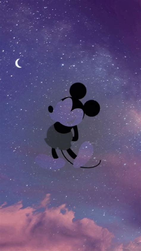 Purple Moon Mickey Mouse💜 Mickey Mouse Wallpaper Purple Aesthetic