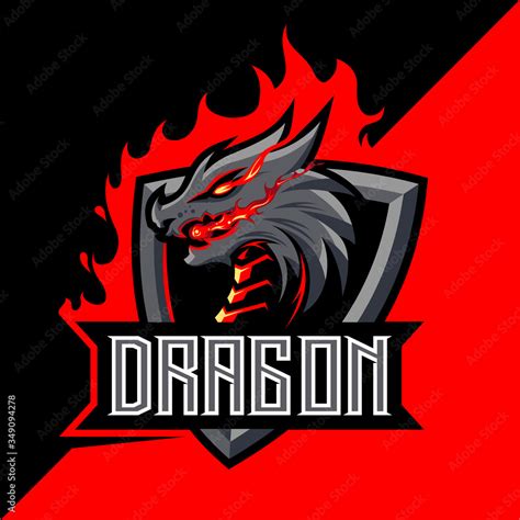 Dragon Fire Mascot Esport Logo Design Stock Vector Adobe Stock