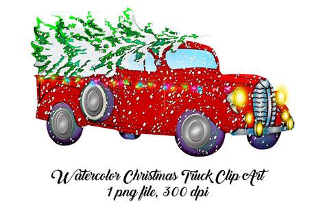 Watercolor Christmas Truck Clip Art By Me And Ameliè