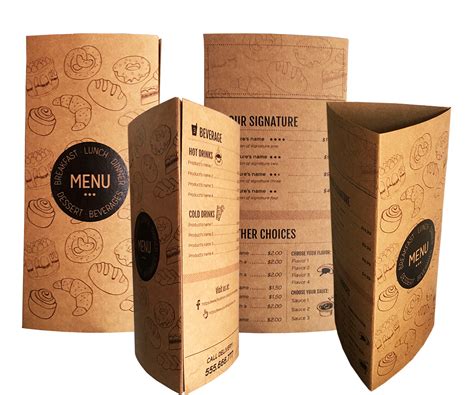 Tri Fold 3d Menu Display With Printing On Kraft Paper Cafe Menu