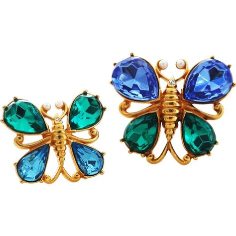Trifari Butterfly Brooch Set Bejeweled Rhinestone F Gem