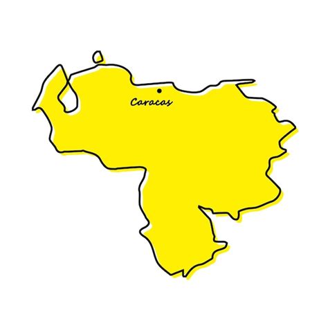 Premium Vector Simple Outline Map Of Venezuela With Capital Location