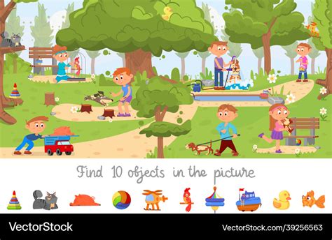 Hidden Object Game Puzzle Location Find Objects Vector Image