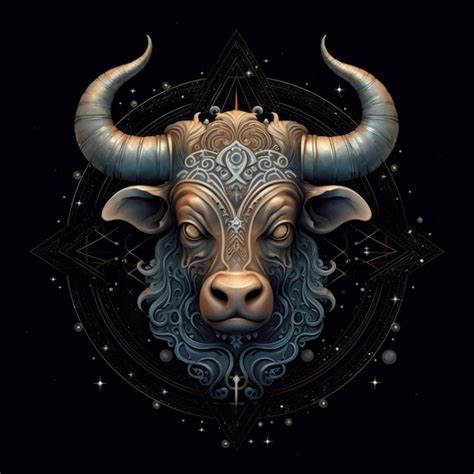 Premium Ai Image Zodiac Sign Of Taurus With Ornate Design On Black