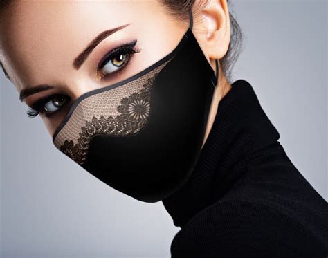 Designer Face Mask Lace Mask Nude And Black Mask Etsy