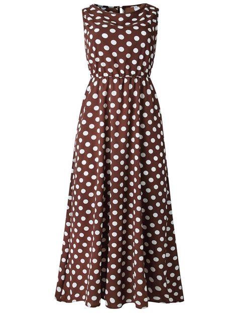 round neck polka dots casual weaving dress andynzoe