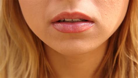 Sexy Woman Lips With Pink Gloss Closeup Stock Footage