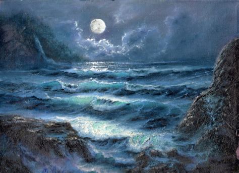 In The Moonlight Oil In Seascape Paintings In Moonlight Moonlight