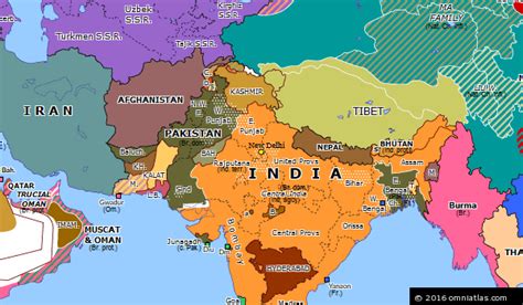 Partition Of India Historical Atlas Of Southern Asia 15 August 1947