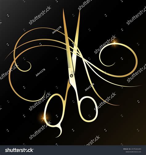 Golden Lock Hair Hair Stylist Scissors Stock Vector Royalty Free