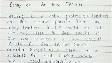 Write Essay On An Ideal Teacher Essay Writing English Youtube