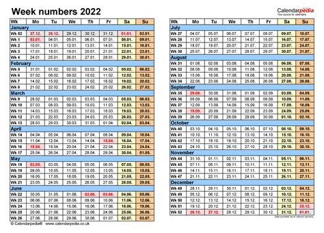 Week Numbers 2022 With Excel Word And Pdf Templates