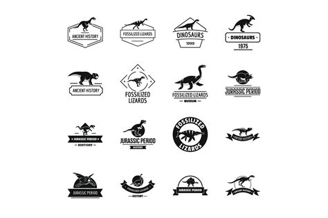 Dinosaur Logo Icons Set Simple Style Graphic By Ylivdesign · Creative