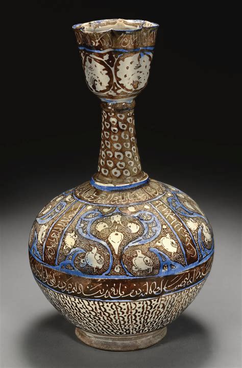 34 a rare kashan lustre pottery bottle vase persia early 13th century
