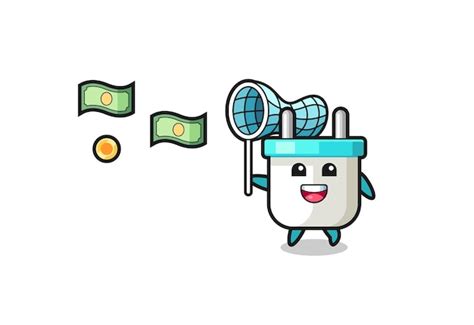 Ilustración Del Enchufe Eléctrico Que Atrapa El Diseño Lindo Del Dinero