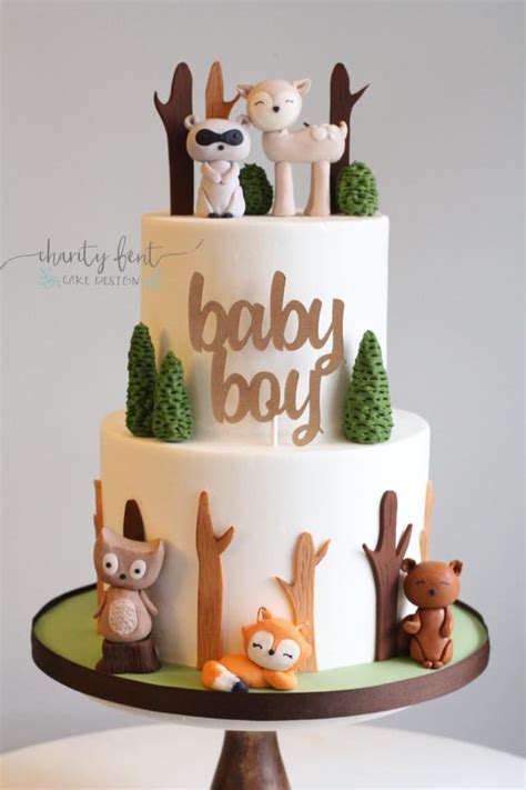 Woodland Animal Themed Baby Shower Cake Charity Fent Cake Design